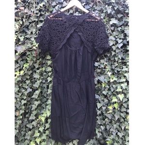 Lace Shoulder Black Keyhole Back Dress Y.A.S